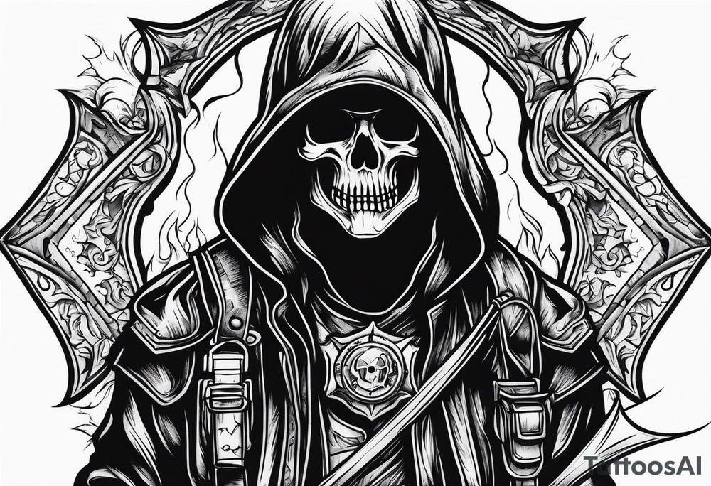 Grim reaper firefighter tattoo idea