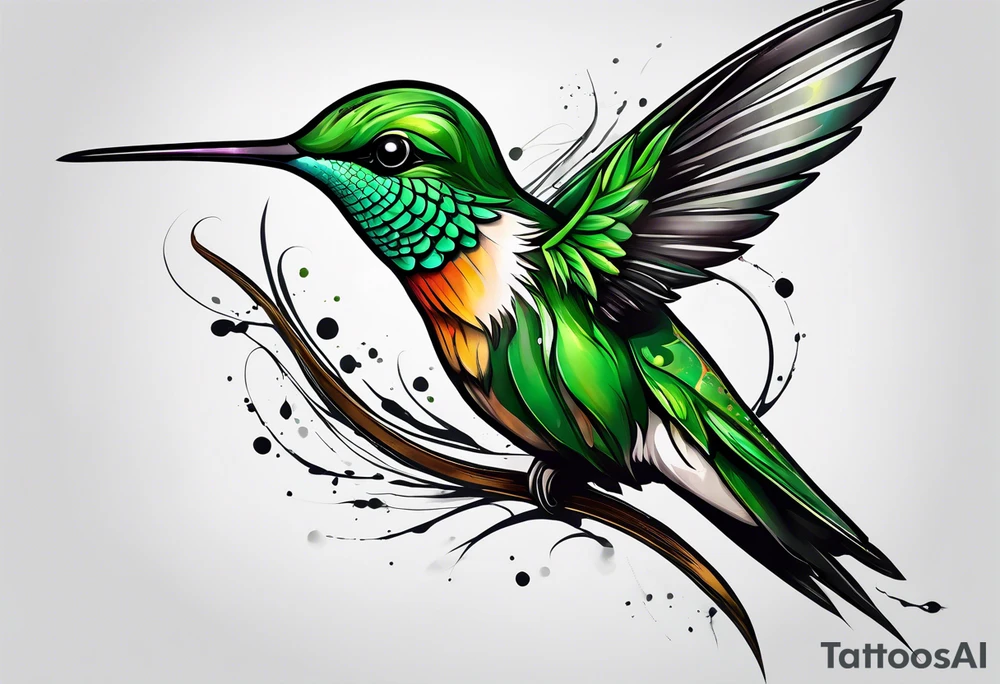 green hummingbird sad tattoo idea