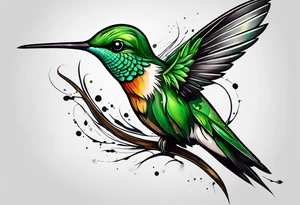 green hummingbird sad tattoo idea