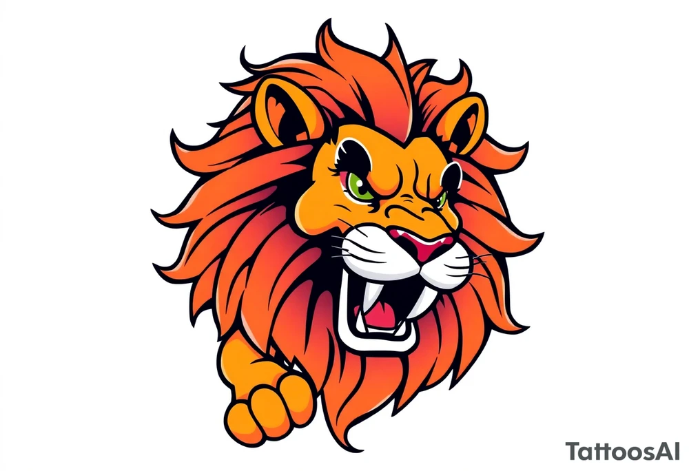 powerful lion tattoo idea