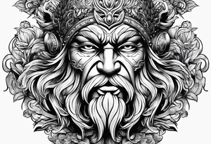 face de Zeus com raios tattoo idea