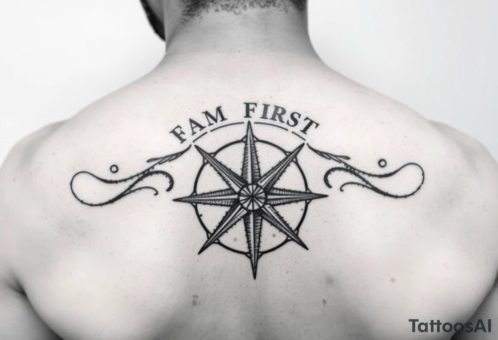 A symbol of strength, “family first”, mortality, nautical star, and mental health healing tattoo idea