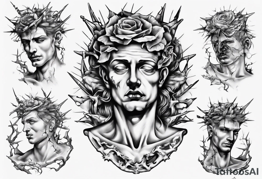 Bust of David with thorns tattoo idea