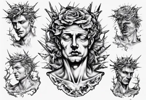 Bust of David with thorns tattoo idea