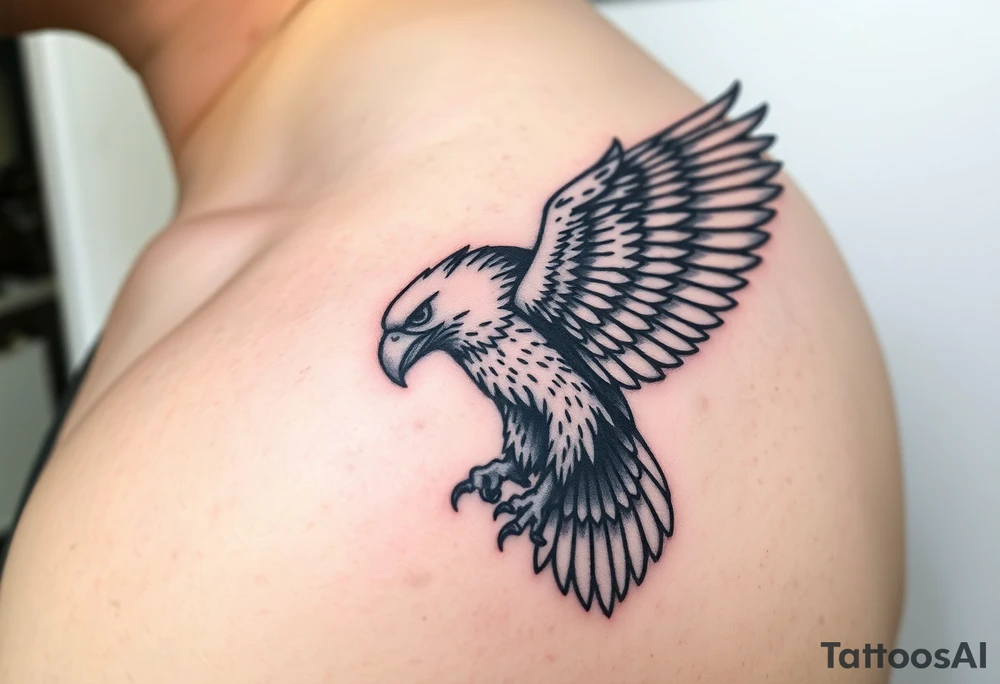 majestic eagle with paper in ita claws tattoo idea