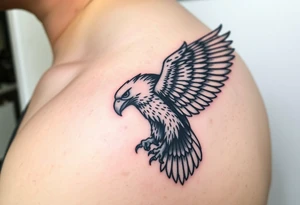 majestic eagle with paper in ita claws tattoo idea