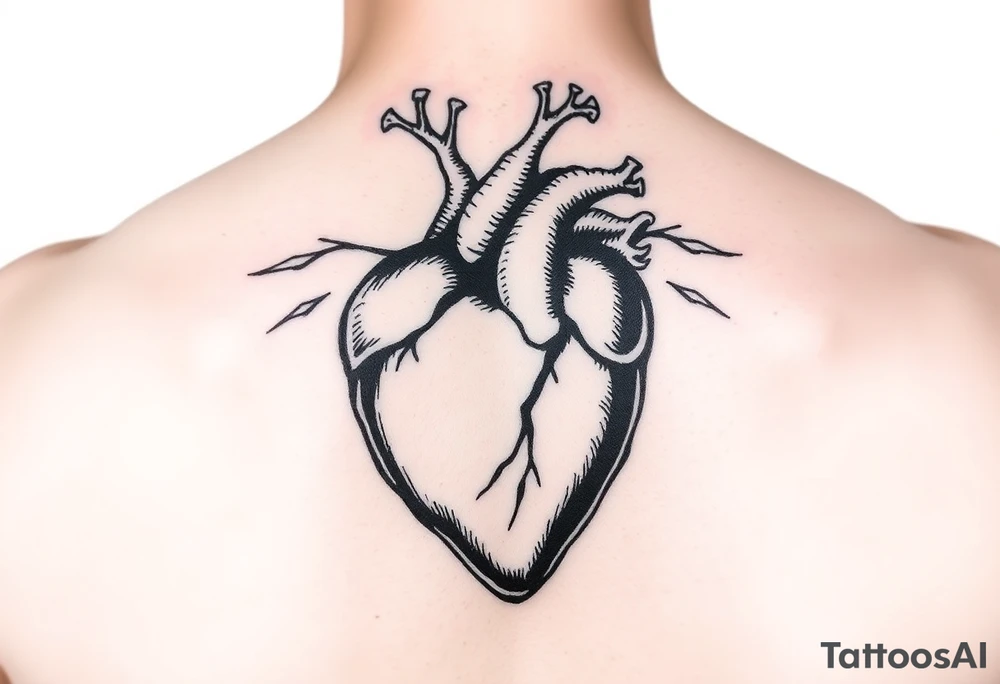 woodcut realistic heart etching tattoo high detail tattoo idea