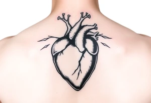 woodcut realistic heart etching tattoo high detail tattoo idea