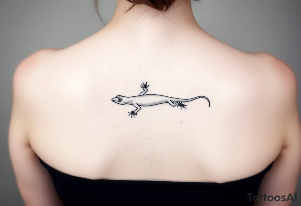 Lizard crawling with ants tattoo idea