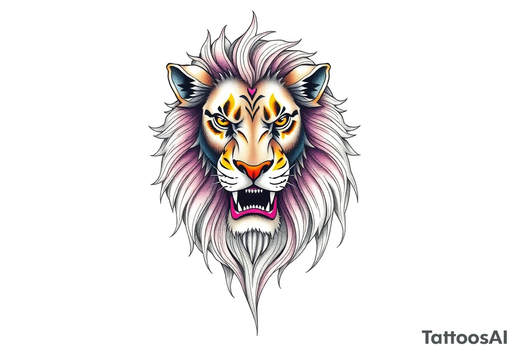 powerful lion tattoo idea