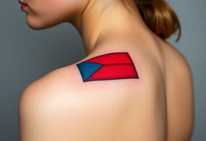 A minimalist Czech flag outline, with the blue triangle subtly blending into the red and white stripes tattoo idea