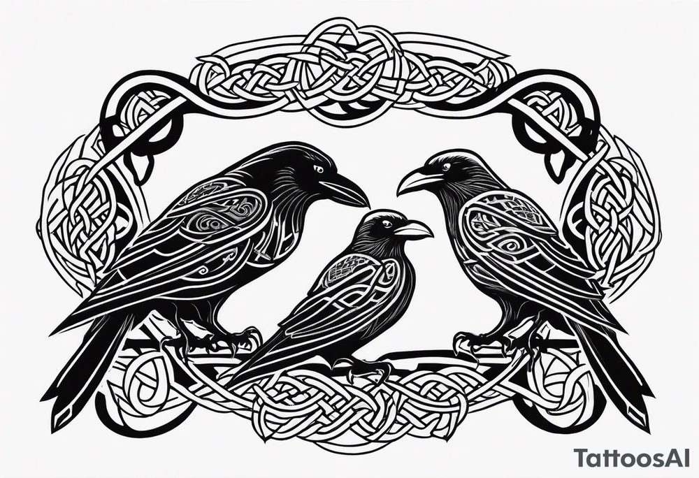 3 ravens made of Celtic knots tattoo idea
