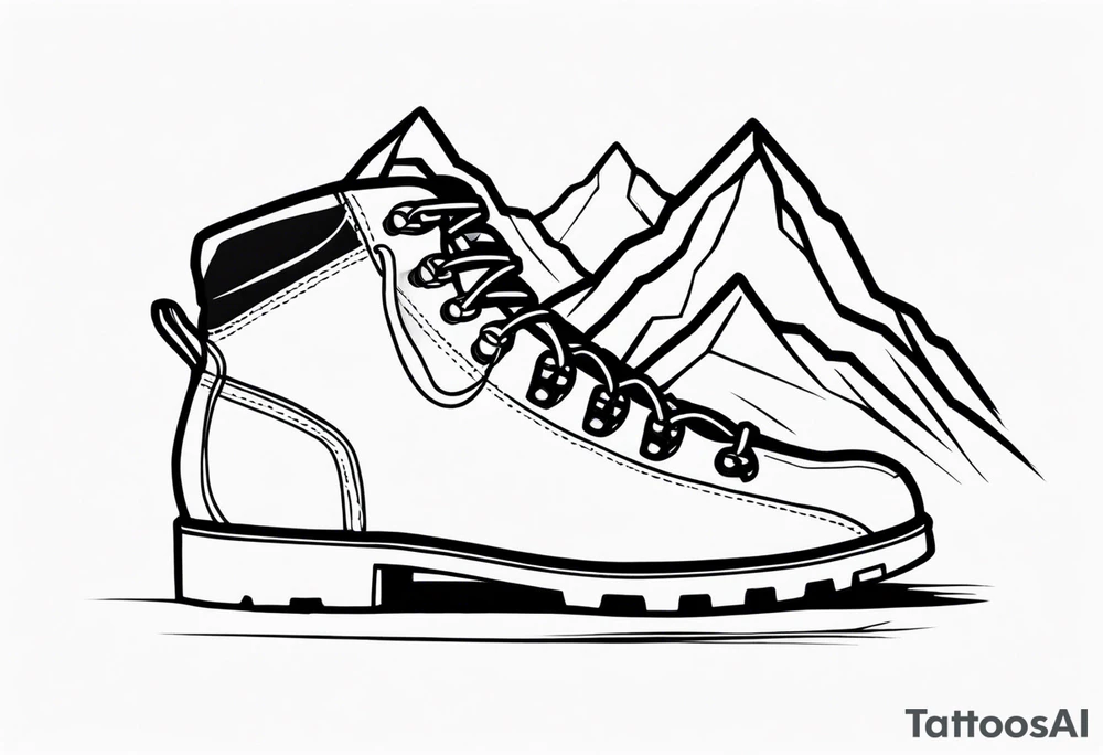 Hiking boots with mountains tattoo idea