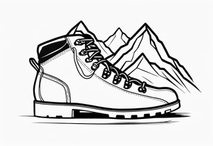 Hiking boots with mountains tattoo idea