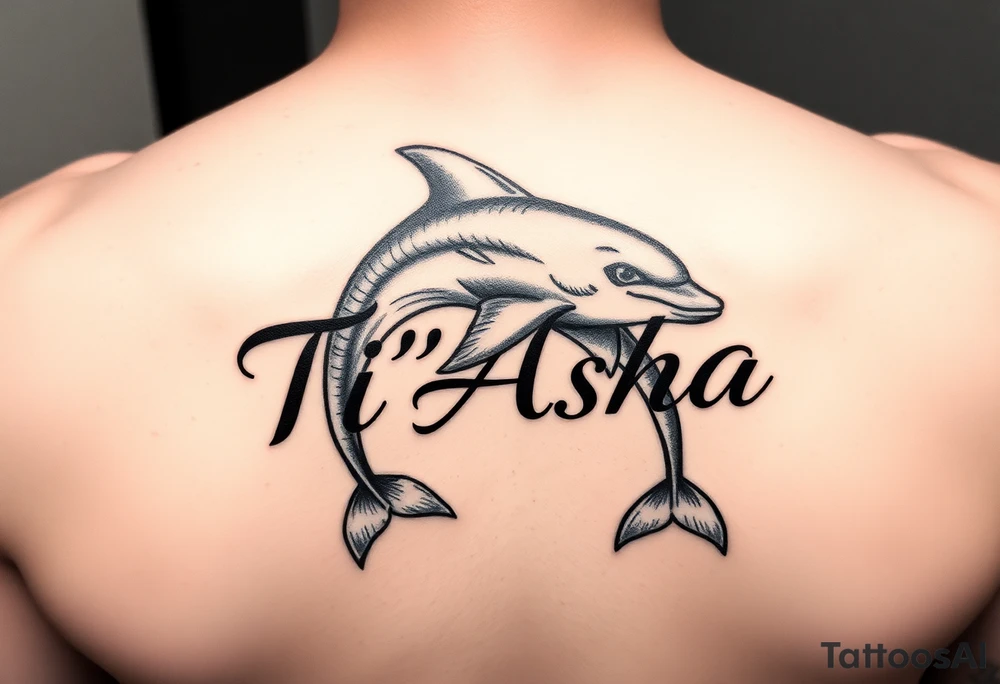 The name Ti'Asha with a dolphin for my mom favorite animal tattoo idea