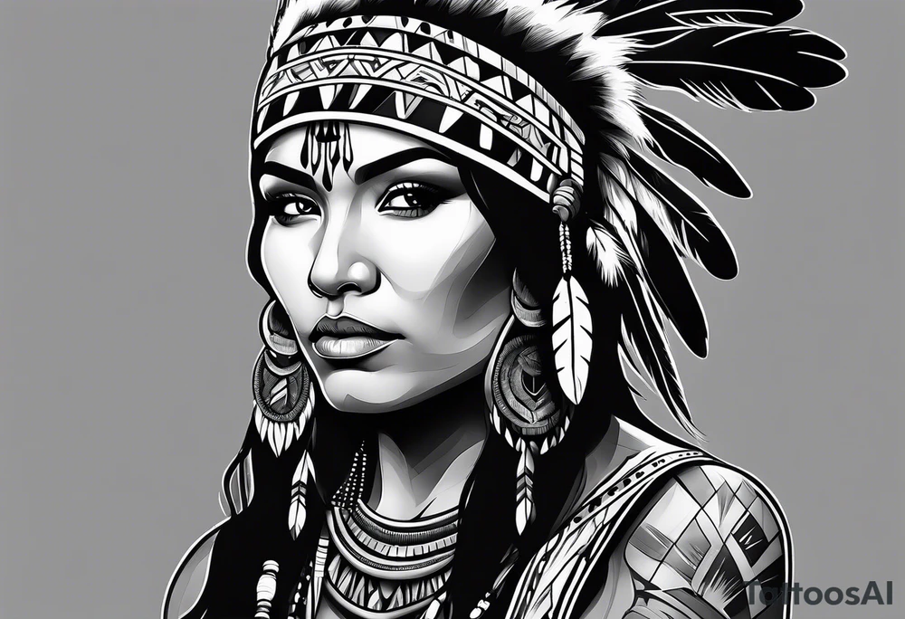 Native American woman spirit tattoo idea