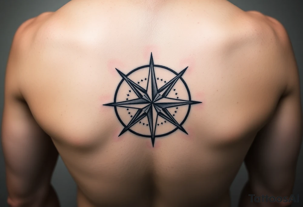 Simple double layered compass rose tattoo idea