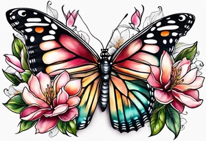 Butterflies and magnolias tattoo idea