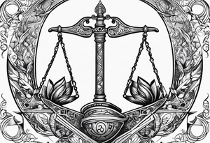 Sword with Libra scales, kinda cybersigilism, kinda earthy tattoo idea