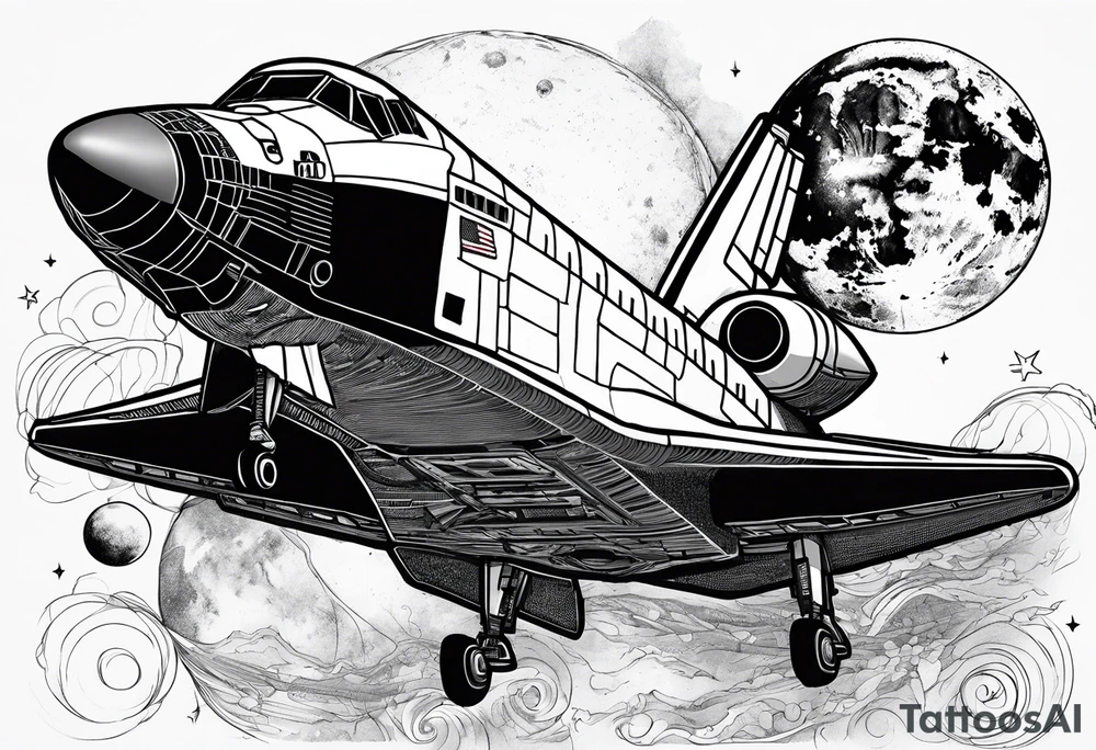 spaceshuttle, moon, star tattoo idea