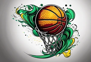 basketball number 24 with colors green, yellow, maroon and black tattoo idea