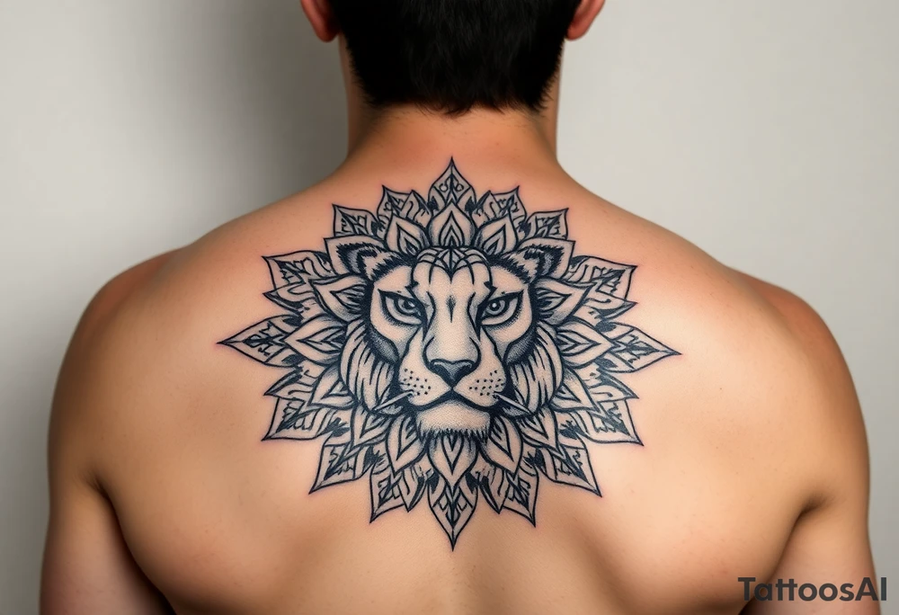 mandala pattern lion tattoo idea