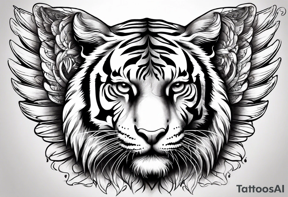 Tiger with wings for memorial piece including remembrance of dead father tattoo idea
