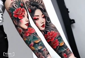 Korean arm sleeve tattoo tattoo idea