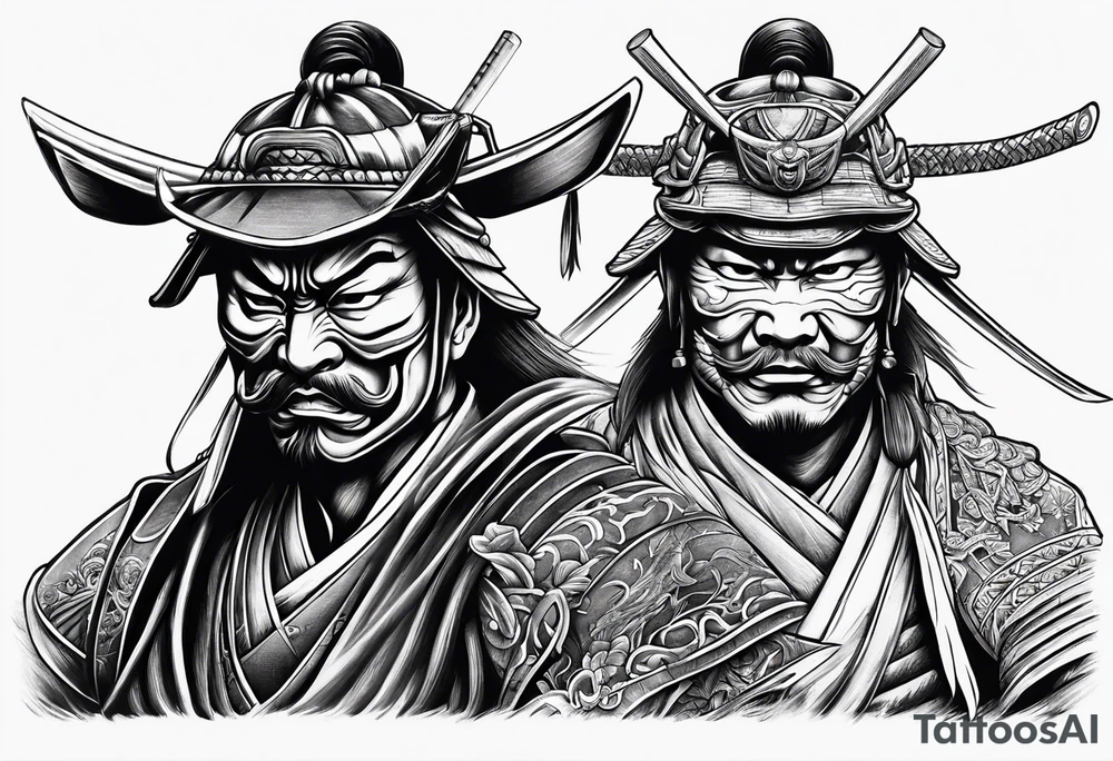 masked samurai tattoo to cover the bicep tattoo idea