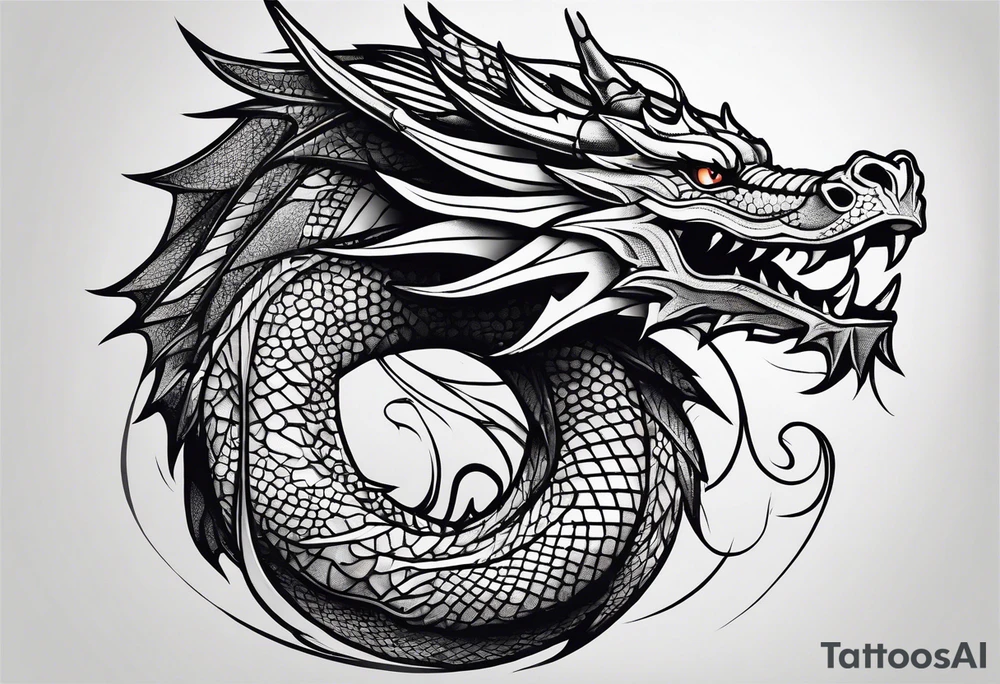 Dragon out of single line tattoo idea