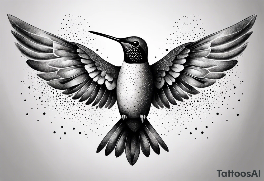 Hummingbird wings spread tattoo idea