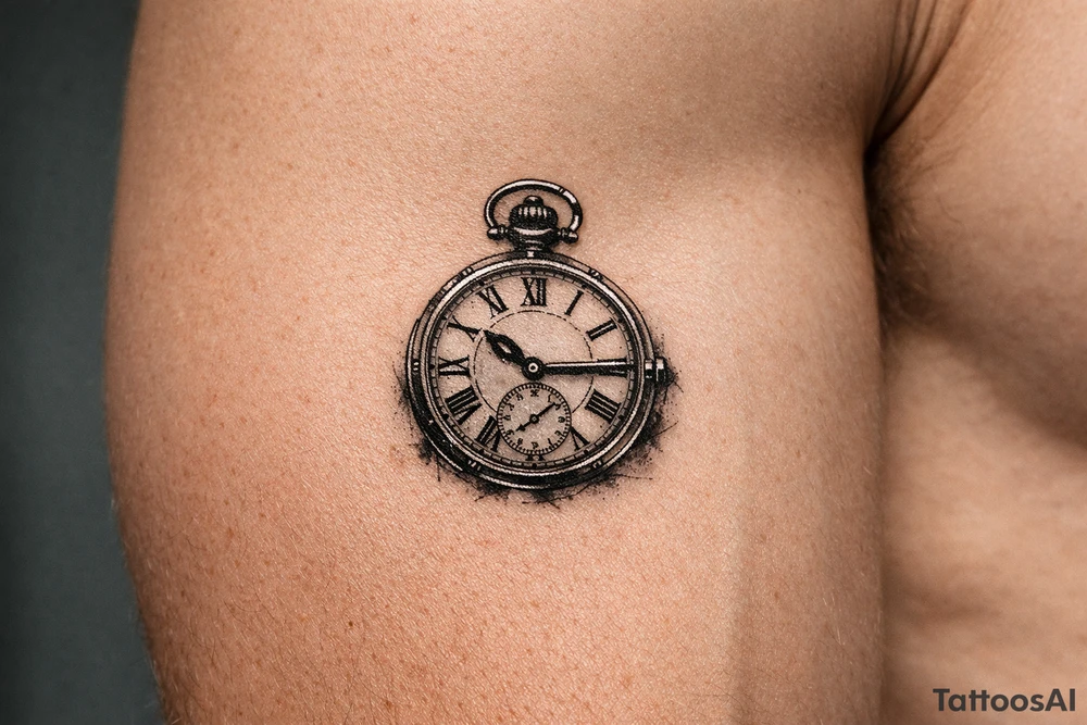 large pocket watch tattoo tattoo idea