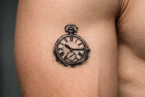 large pocket watch tattoo tattoo idea