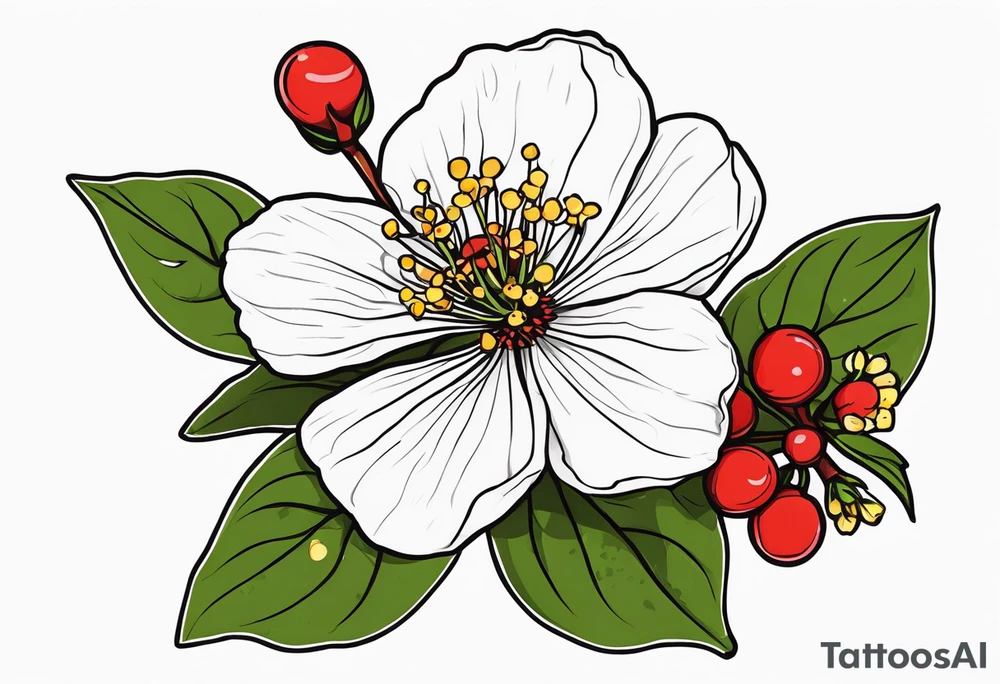Hawthorn flower with Saturn tattoo idea
