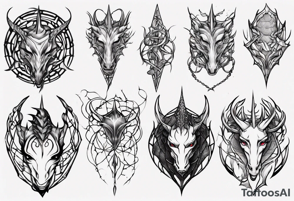 Black widow queen tangled web dragon scales unicorn tattoo idea