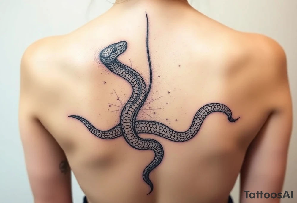 Snake  shedding skin Javanese 
Down spine tattoo idea