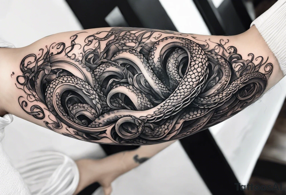 natural real entwined tentacles tattoo idea