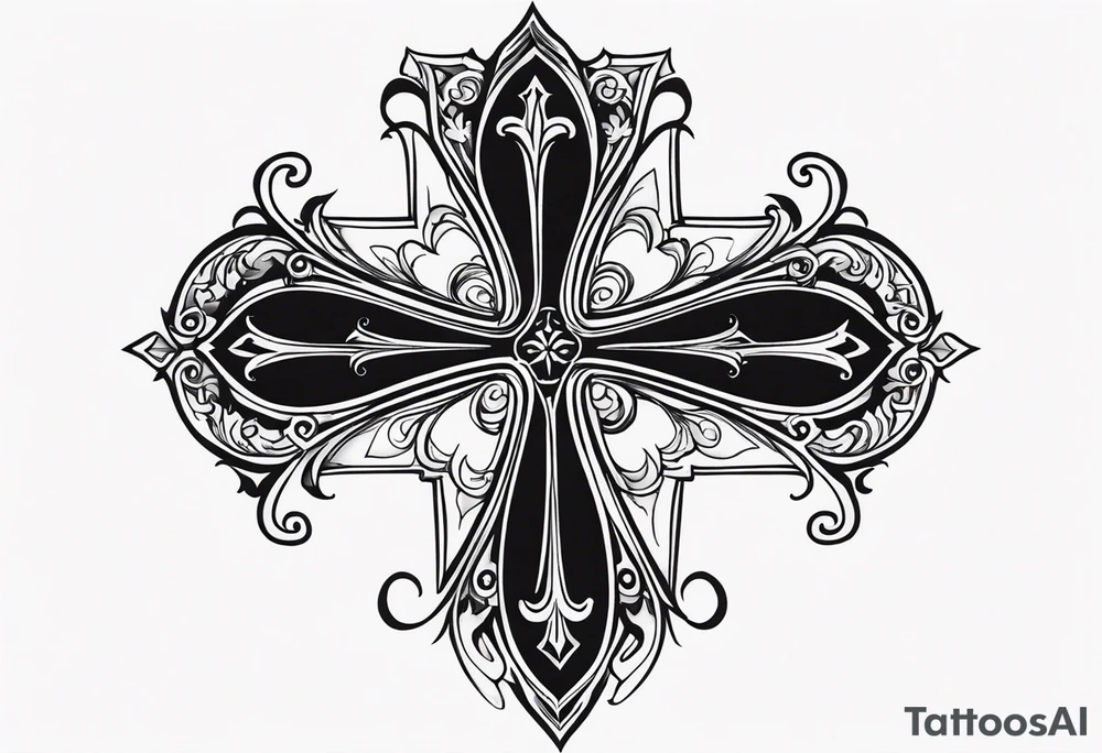 simple gothic cross tattoo idea