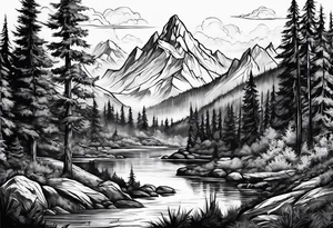 Skyrim mountain landscape tattoo idea