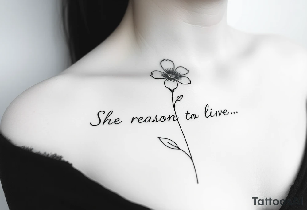 "She gave me a reason to live" as the stem of the flower tattoo idea