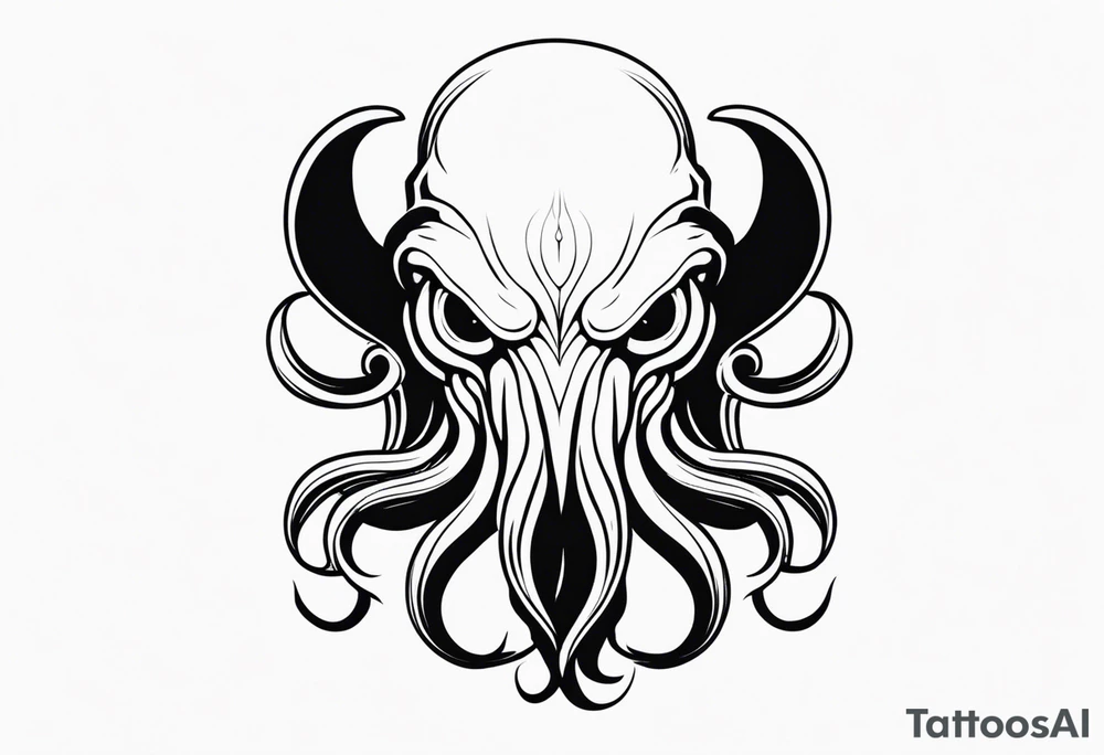 cthulu head minimal black tattoo idea
