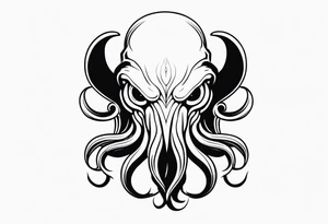 cthulu head minimal black tattoo idea