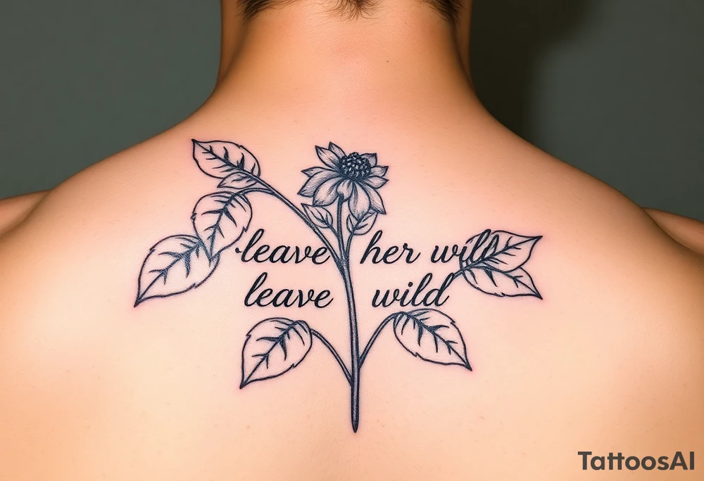 small tattoo of nightshade with words "leave her wild" on the leaves tattoo idea