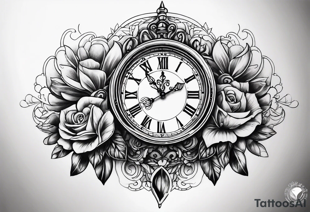 sunset clock tattoo idea