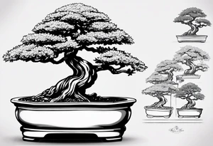 bonsai tree with one side that has more foliage than the other. Mean to fit under an arm on a rib cage. tattoo idea