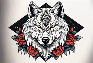 Neo traditional wolf tattoo idea