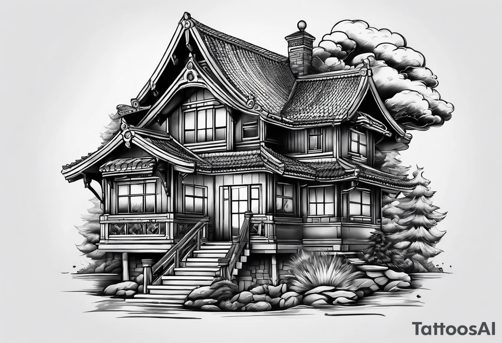 Fire on house tattoo idea