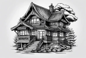 Fire on house tattoo idea
