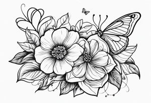 flower and butterflies on arm tattoo idea