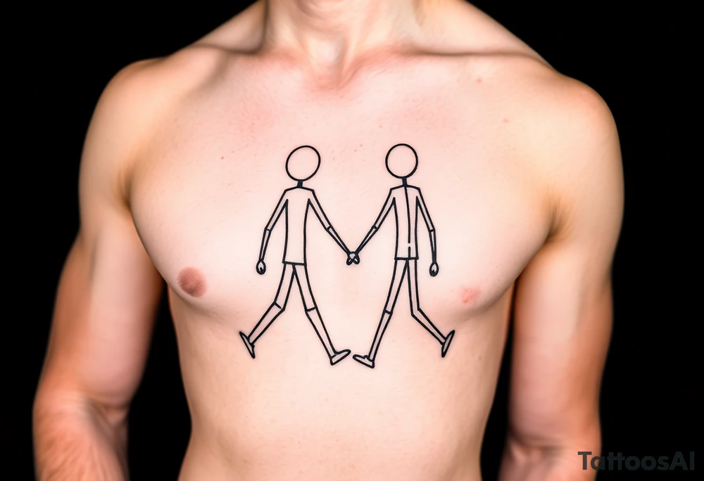 stick figures walking holding hands tattoo idea